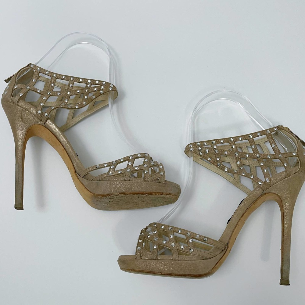 Jimmy Choo Gold Strappy Heels - Picture 6 of 10